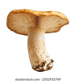 Shiitake King Trumpet Mushroom on a White Transparent Background PNG