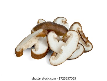 Shiitake Mushrooms Sliced Isolated On White Background 