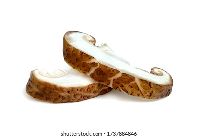 Shiitake Mushrooms Sliced Isolated On White Background 