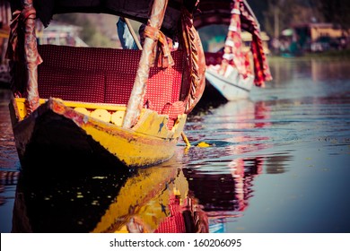 Shikara boat in Dal lake , Kashmir India 