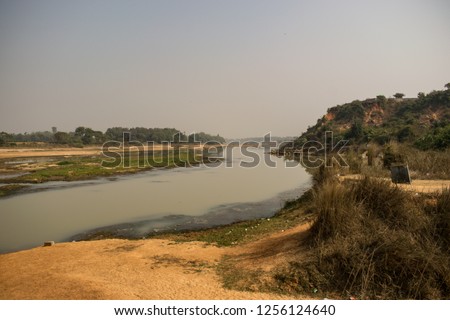 "Shilabati river" flowing through the beautiful landscape at "Gangani", Garbeta, West Bengal, India.