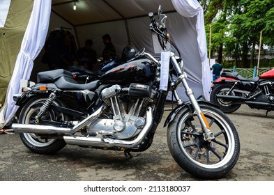 Shillong, India - October 05, 2012: Closeup Of A Harley Davidson Motorbike Stands For The Display And Test Drive For The Bike Riders.