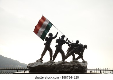Shimla, Himachal Pradesh, India- January 2021: Statue of Indian army soldiers in Shimla, Himachal Pradesh, India. - Shutterstock ID 1887344620