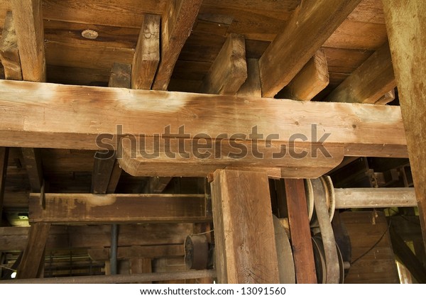 Shimmed Column Supporting Old Wooden Beam Stock Photo Edit Now