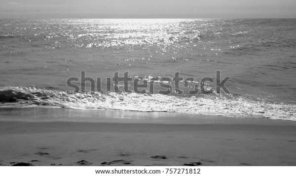 Shimmering ocean black and\
white