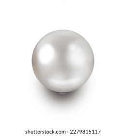 Perla brillante con brillantes luces resaltadas aisladas en blanco 