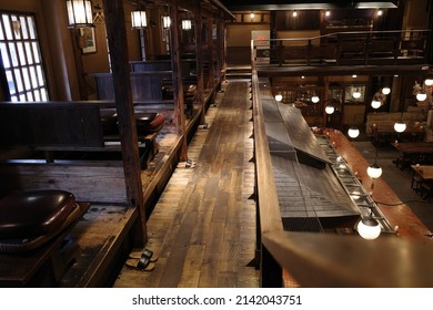 Shinbashi, Tokyo, Japan - March 29 2022: Interior Of Gonpachi Restaurant In Nishi-Azabu. It Was The Inspiration For The Restaurant Set In The Movie 