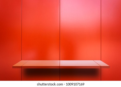 Shiney red metal shelf plate for product display