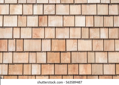 Shingle red cedar wooden shake wood siding row roof panel made of larch conifer tree