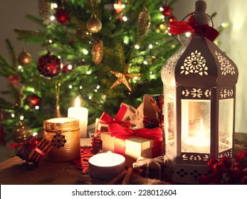 shining candles with christmas decorations - Powered by Shutterstock