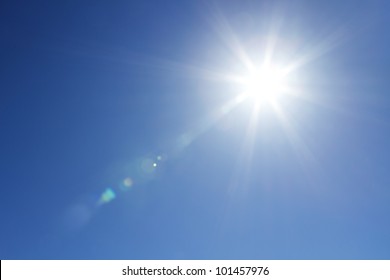 Shining sun at clear blue sky with copy space - Shutterstock ID 101457976