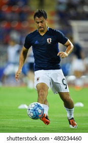 Shinji Okazaki Of Japan In Action During The 2018 World Cup Qualifiers Match Between Thailand And Japan At Rajamangala Stadium On September 6, 2016 In Bangkok, Thailand 