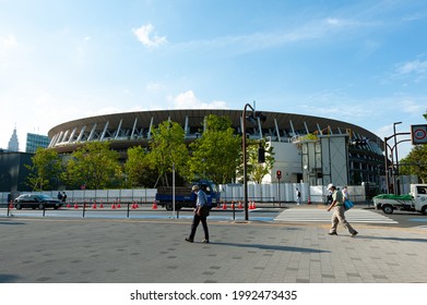 Shinjuku City, Tokyo, Japan - June 12, 2021: Japan National Stadium - Will Host The Opening And Closing Ceremonies, As Well As Track And Field And The Women's Gold Medal Soccer Game.