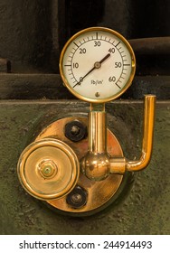 Shinny Brass Steam Pressure Gauge.