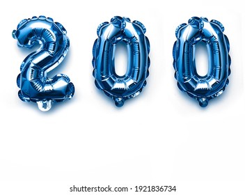 Shiny balloons symbol 200 with glitters on festive background.