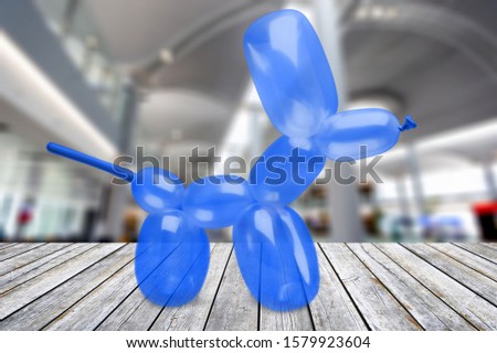 Shiny blue dog balloon animal sculpture from the Broad