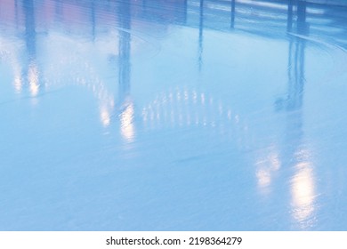 Shiny Blue Ice Rink Surface, Background Photo Texture