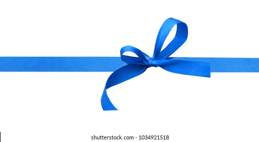 Shiny Blue Ribbon With Bow Isolated On White