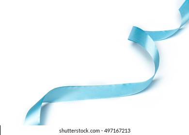 Shiny Blue Ribbon  Isolated On White