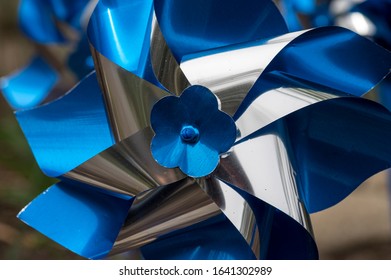 Shiny Blue And Silver Pinwheel