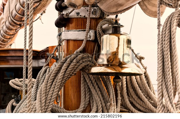 Shiny Brass Ships Bell On Vintage Stock Photo 215802196 | Shutterstock