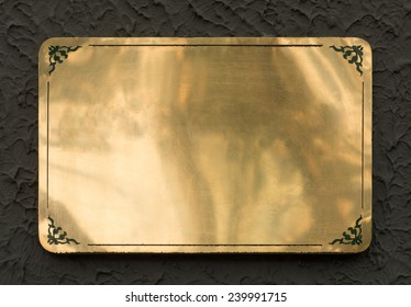 Shiny Brass Yellow Metal Sign Plate Texture Isolated With Clipping Path