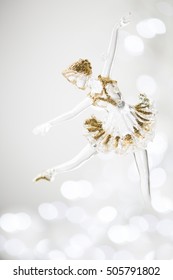 Shiny Christmas Ornament / Ballerina On  White  Background.