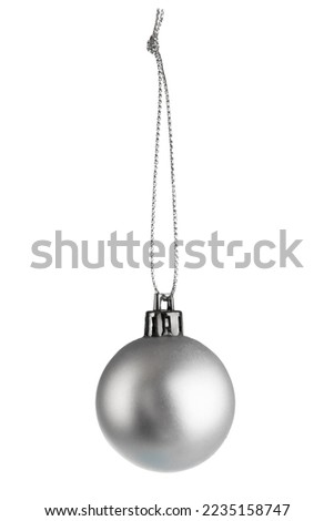 shiny Christmas tree ball on a gold thread, Christmas decoration, isolated on a white background