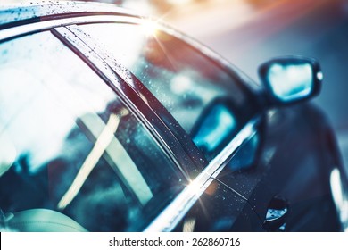 Shiny Clear Compact Car Body. Car Closeup Photo.