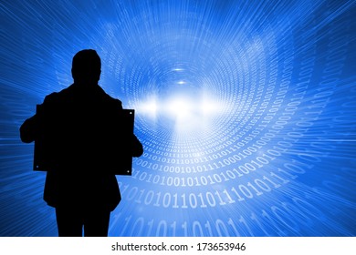 Shiny futuristic binary code spiral against shiny futuristic binary code spiral