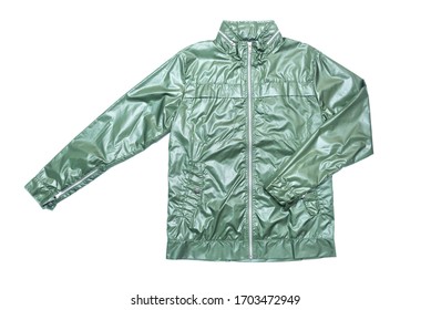 Shiny green nylon full zipper windbreaker jacket ,motorcycle leather jacket style