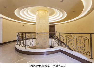 Shiny hotel lobby interior