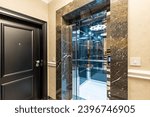 Shiny lift elevator in luxury apartment building