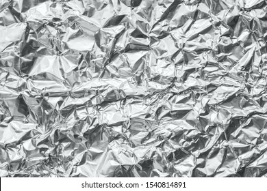 Shiny Metal Silver Gray Foil Crumpled Texture Background
