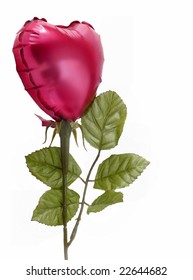 Shiny Mylar Heart Shaped Mini Balloon Is A Single Red Rose