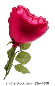 Shiny Mylar Heart Shaped Mini Balloon Is A Single Red Rose