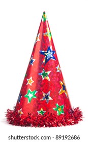 Shiny Party Hat On White Background