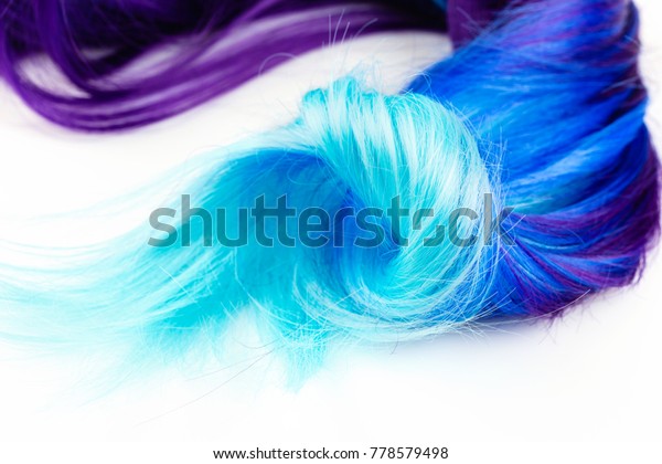 Shiny Purple Turquoise Blue Dyed Hair Stock Photo Edit Now 778579498