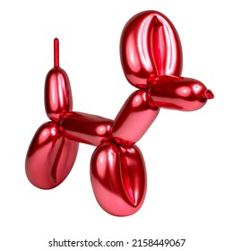Shiny red balloon model dog isolated on the white background