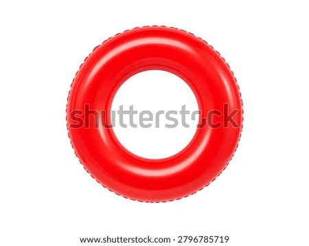 Shiny red inflatable ring isolated on white background.