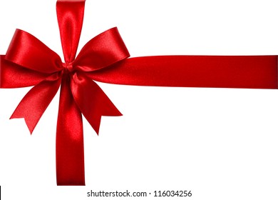 Shiny red satin ribbon on white background - Shutterstock ID 116034256