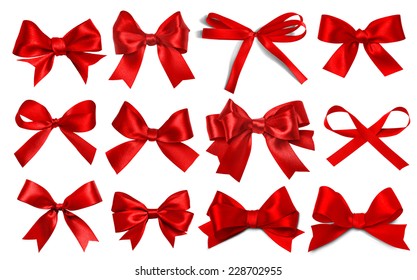 Shiny red satin ribbon on white background - Shutterstock ID 228702955