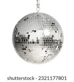 Shiny silver disco ball isolated on white