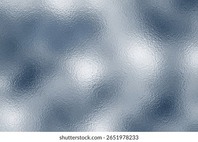 Shiny silver foil texture. Soft blue foil glass texture background. Abstract gradient bright light reflection and shiny rough texture surface. Glass effect background