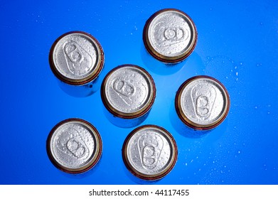 Shiny Soda/beer Cans Viewed From Above