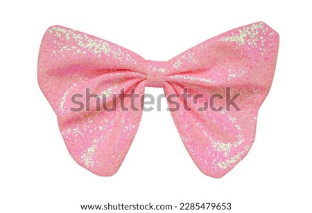 Shiny sparkling pink bow glitter isolated on white background