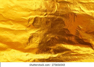 Shiny Yellow Leaf Dark Gold Foil Texture Background