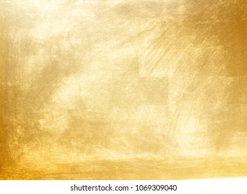Shiny yellow leaf gold foil texture background - Shutterstock ID 1069309040