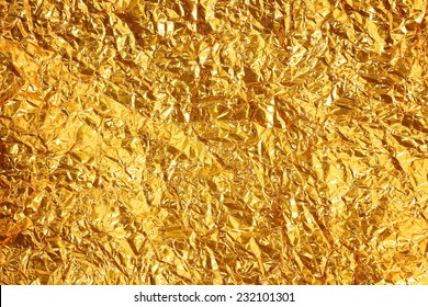 Shiny Yellow Leaf Gold Foil Texture Background