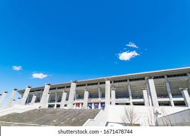 Shin-Yokohama, Kohoku-ku, Yokohama, Kanagawa / Japan-2020-3-11: Yokohama International Stadium And Clear Blue Sky